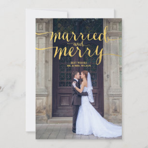 GOLD MERRY & MARRIED   HOLIDAIRE FOTOKAART FEESTDAGENKAART