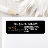 Gold Merry & Married Holiday Return Adres Label (Insitu)