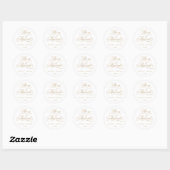 Gold Merry & Married Newly Weds Eerste Kerstdag Ronde Sticker (Vel)