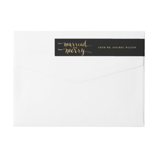 Gold Merry & Married | Vakantielabel (Achterkant)