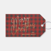 Gold Merry Red Buffalo Pset Cadeaulabel (Voorkant (Horizontaal))