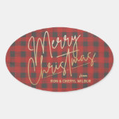 Gold Merry Red Buffalo Pset Ovale Sticker (Voorkant)
