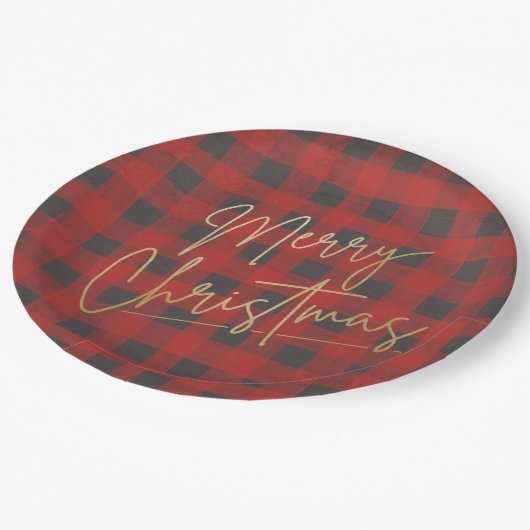 Gold Merry Red Buffalo Pset Papieren Bordje (Gekanteld)