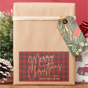 Gold Merry Red Buffalo Pset Rechthoekige Sticker
