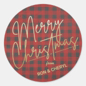 Gold Merry Red Buffalo Pset Ronde Sticker (Voorkant)
