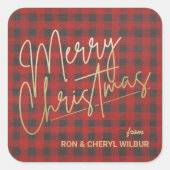 Gold Merry Red Buffalo Pset Vierkante Sticker (Voorkant)