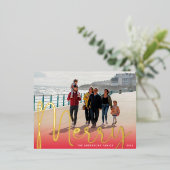 GOLD Merry | Rode gradiënt Happy kerstfoto Folie Feestdagen Briefkaart (Staand Voorkant)
