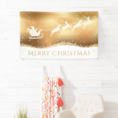Gold Merry Santa Reindeer Silhouette Spandoek (Insitu)
