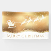 Gold Merry Santa Reindeer Silhouette Spandoek (Horizontaal)