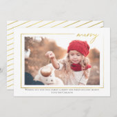 Gold Merry Script-Kaart voor kerstfoto's Kaart (Voorkant / Achterkant)