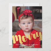 Gold Merry Script Kerstvakantie Foto Kaart (Voorkant)