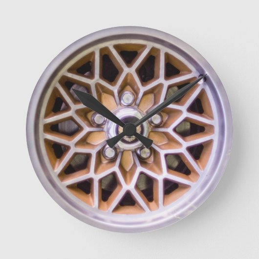Gold Mesh Alloy Wheel Clock Ronde Klok (Voorkant)