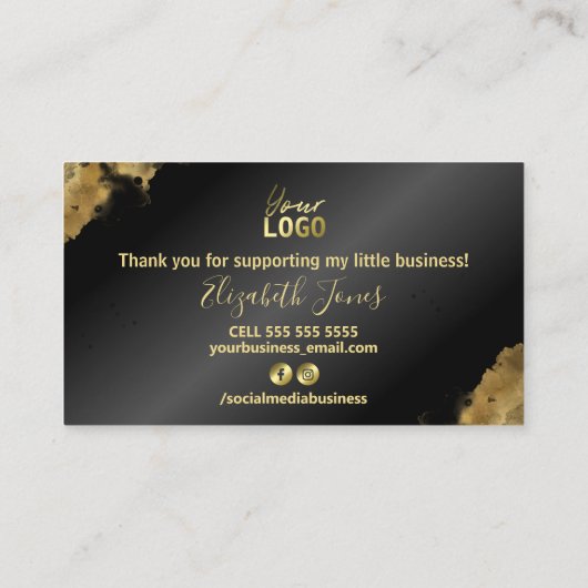 Gold met Black Damask Hartelijk dank voor uw aanko Visitekaartje (Achterkant)