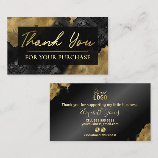 Gold met Black Damask Hartelijk dank voor uw aanko Visitekaartje (Voorkant / Achterkant)