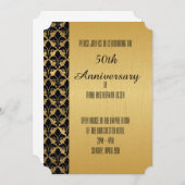 Gold met Gold en Black Border 50e Jubileum Kaart (Voorkant / Achterkant)