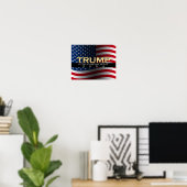 Gold met vlag Donald Trump voor President 2016 Poster (Thuiskantoor)