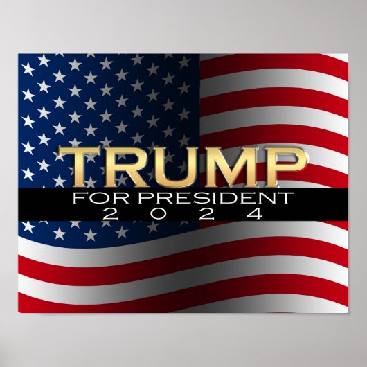 Gold met vlag Donald Trump voor President 2016 Poster (Voorkant)