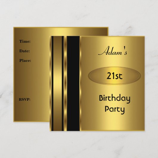 Gold Metal Black Mannen 21st Birthday Man Kaart (Voorkant / Achterkant)