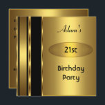 Gold Metal Black Mannen 21st Birthday Man Kaart<br><div class="desc">Metaal goud met zwarte trims,  Mannen 40e verjaardag Man nodigt 21e verjaardag uit of verander de leeftijd! Elegant. Zizzago creëerde dit ontwerp Copyrighted 2011</div>
