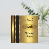 Gold Metal Black Mannen 40th Birthday Party Man Kaart (Staand voorkant)