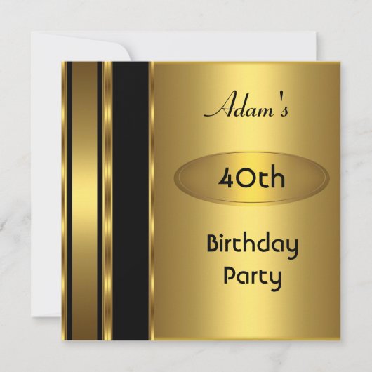 Gold Metal Black Mannen 40th Birthday Party Man Kaart (Voorkant)