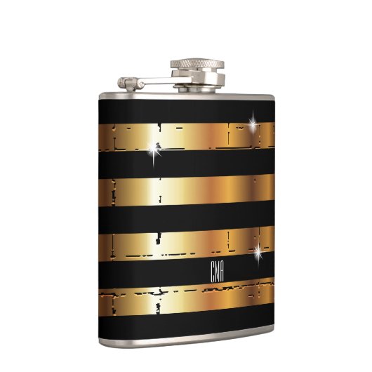 Gold Metal & Black Stripe | DIY-monogram Heupfles (Rechts)