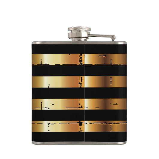 Gold Metal & Black Stripe | DIY-monogram Heupfles (Achterkant)