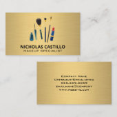 Gold Metal Brush | Makeuppenselen Visitekaartje (Voorkant / Achterkant)