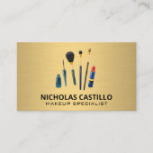 Gold Metal Brush | Makeuppenselen Visitekaartje (Voorkant)