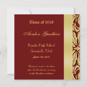 Gold Metal Damask Class of Afstuderen Invitation Kaart (Achterkant)
