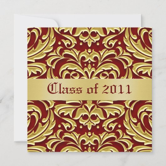 Gold Metal Damask Class of Afstuderen Invitation Kaart (Voorkant)