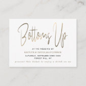 Gold Metal Effect Script Style Gratis Drink Ticket Informatiekaartje (Voorkant)