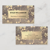 Gold Metal Flower Leaf Pattern Visitekaartje (Voorkant / Achterkant)