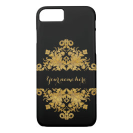 Gold Metal Folie  Elegance Ornament op zwart iPhone 8/7 Hoesje