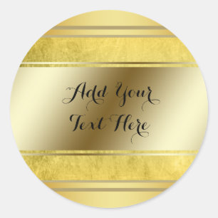 Gold Metal Folie Faux Glitter past Klassiek aan Ronde Sticker