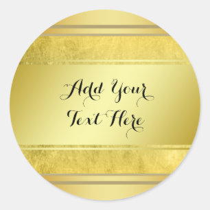 Gold Metal Folie Faux Glitter past Klassiek aan Ronde Sticker