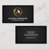 Gold Metal Gavel | Achtergrond zwart textiel Visitekaartje (Voorkant / Achterkant)