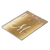 Gold Metal Glitter Drift Monogram op maat Notitieboek (Linkerzijde)