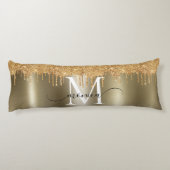 Gold Metal Glitter Drivers Monogram Naam Lichaamskussen (Achterkant)