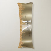 Gold Metal Glitter Drivers Monogram Naam Lichaamskussen (Voorkant Verticaal)