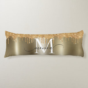 Gold Metal Glitter Drivers Monogram Naam Lichaamskussen