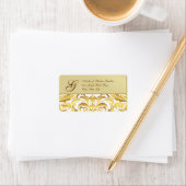 Gold Metal Gold Damask Christmas-Adresetiketten Etiket (Insitu)