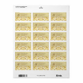 Gold Metal Gold Damask Christmas-Adresetiketten Etiket (Full Sheet)