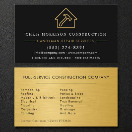 Gold Metal Handyman Construction Black Visitekaartje
