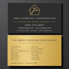 Gold Metal Handyman Construction Black  Visitekaartje