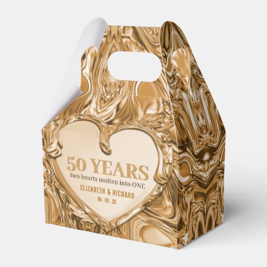 Gold Metal Heart Wedding Jubileum Bedankdoosjes (Voorkant Zijde)