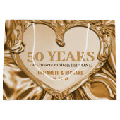 Gold Metal Heart Wedding Jubileum Groot Cadeauzakje (Voorkant)