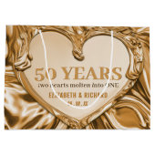 Gold Metal Heart Wedding Jubileum Groot Cadeauzakje (Achterkant)