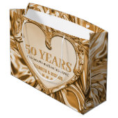 Gold Metal Heart Wedding Jubileum Groot Cadeauzakje (Achterkant Gekanteld)