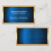 Gold Metal Lijst | Achtergrond blauw metaal Visitekaartje (Voorkant / Achterkant)